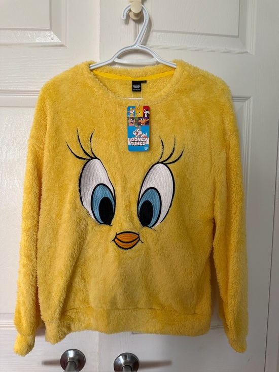 Warner Bros. Sweaters - Warner Bros. Tweety Plush Face Crewneck Sweater - Yellow